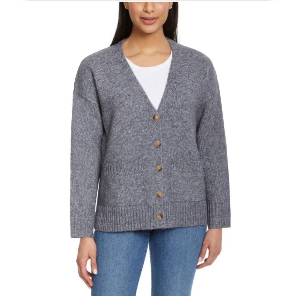 Ella Moss Ladies' Button Front Cardigan Large Gray Brand New